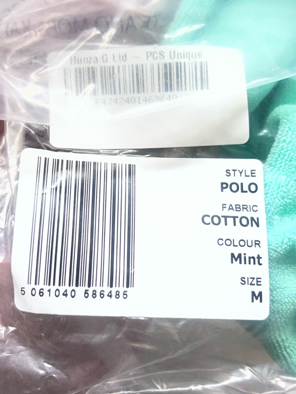 New Hunza G Terry Towelling Mint Green Polo Top - Picture 7 of 7